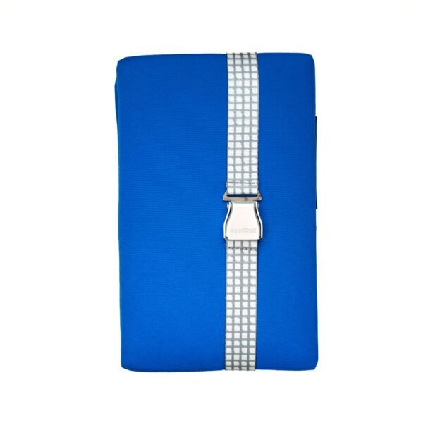 Podpop Pro Indigo Coast Blue & Urban Gray &mdash; foldable seat pad with buckle (folded)