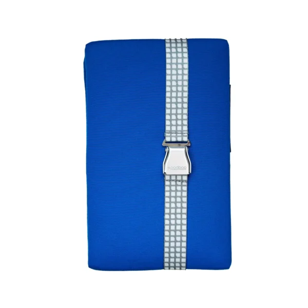 Modern blue and gray portable seat for designers, architects, and urban sketching.